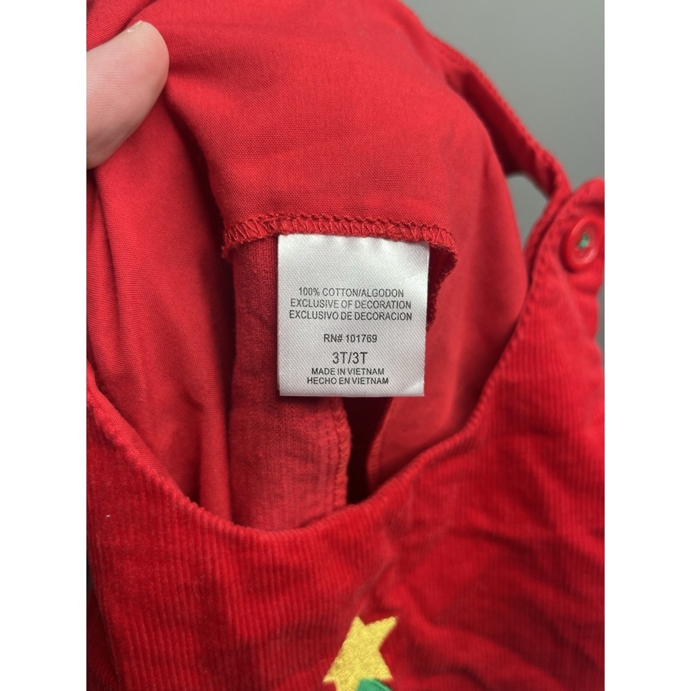 Toddler Christmas Dress Outfit Red Corduroy With Christmas Tree Size 3T - Picture 5 of 6